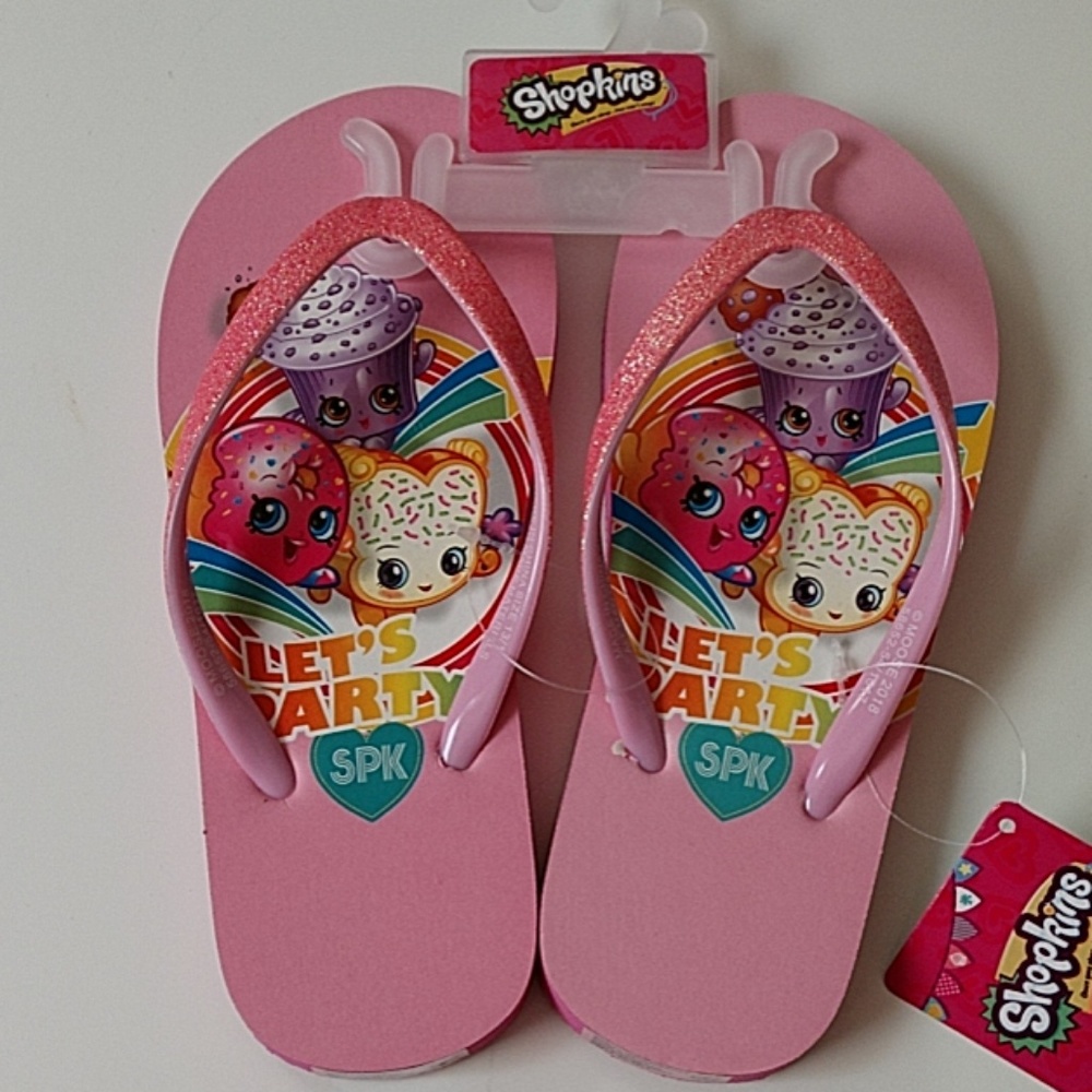 Shopkins Let's Party D'Lish Donut Flip Flops Shoes NWT